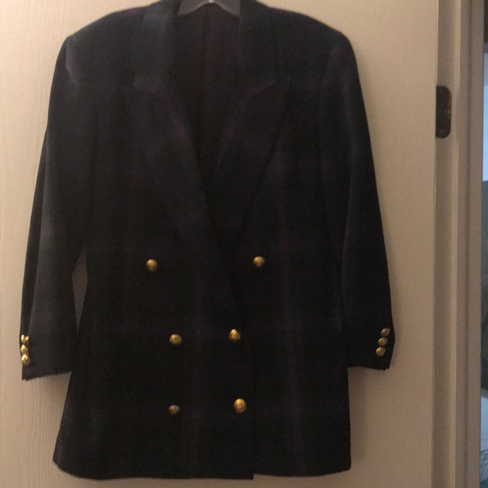 Wool plaid 6 button Blazer